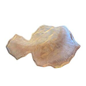 Vintage Etched Abalone Shell Vanity Ring Jewelry Tray Feet Plate